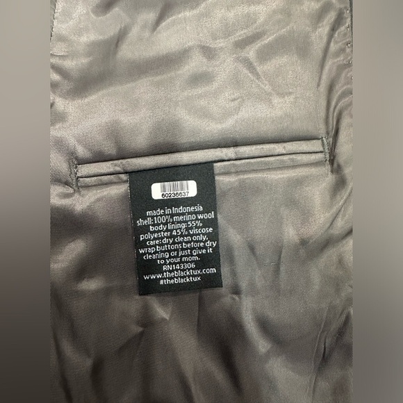 The Blk Tux 38R Tollegno 1900 Gray Suit Jacket Blazer 100% Merino Wool Italy - Picture 8 of 11